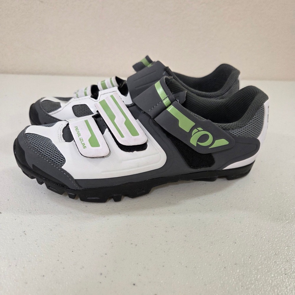 Pearl Izumi Mens X-Alp Mountain Bike Cycling Shoes Gray White Green SPD Cleats
